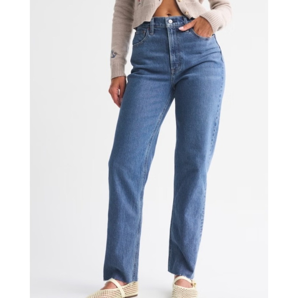 Abercrombie & Fitch Curve Love 90s Straight Ultra High Rise Jeans Streetwear Y2K